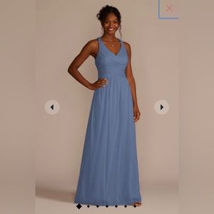 David’s Bridal Mesh Long Bridesmaid Crisscross Back Dress